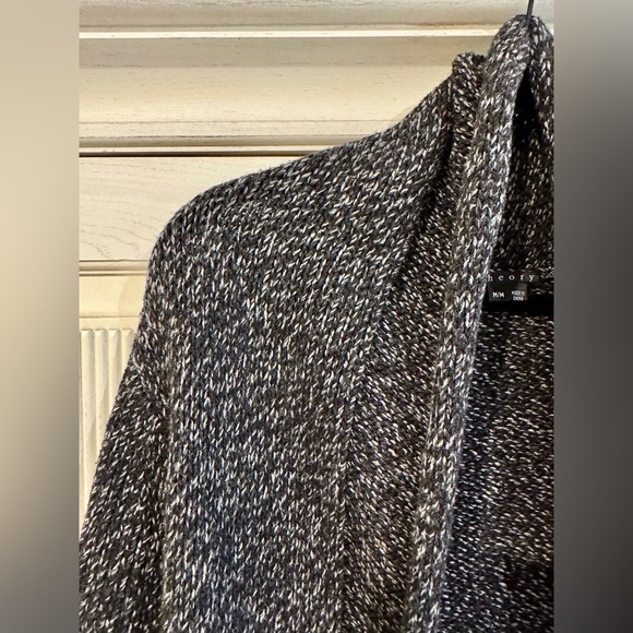 THEORY Womens Gray Chunky Knit Long Shawl Cardigan Sweater Wool/Cashmere Blend M - Picture 2 of 14